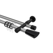 Rundrohr-Innenlauf-Gardinenstange Silbergrau / Schwarz, Aluminium / Metall 20 mm Ø Prestige Bento Rundrohr-Innenlauf-Gardinenstange Silbergrau / Schwarz, Aluminium / Metall 20 mm Ø Prestige Bento