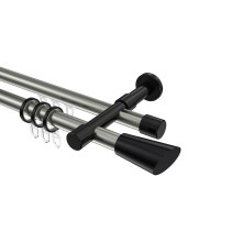 Rundrohr-Innenlauf-Vorhangstangen Edelstahl-Optik / Schwarz, Aluminium / Metall 20 mm Ø Prestige Bento Rundrohr-Innenlauf-Vorhangstangen Edelstahl-Optik / Schwarz, Aluminium / Metall 20 mm Ø Prestige Bento