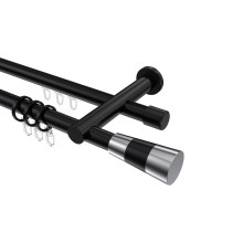 Rundrohr-Innenlaufstange Schwarz, Aluminium / Metall 20 mm Ø Platon Tanara, zweiläufig Rundrohr-Innenlaufstange Schwarz, Aluminium / Metall 20 mm Ø Platon Tanara, zweiläufig