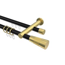 Vorhangstange mit Rohr / Innenlauf Schwarz / Messing-Optik, 2-läufig Aluminium / Metall 20 mm Ø Platon Tanara Vorhangstange mit Rohr / Innenlauf Schwarz / Messing-Optik, 2-läufig Aluminium / Metall 20 mm Ø Platon Tanara