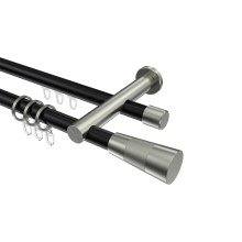 Rundrohr-Innenlauf-Gardinenstange Schwarz / Edelstahl-Optik, Aluminium / Metall 20 mm Ø Platon Tanara Rundrohr-Innenlauf-Gardinenstange Schwarz / Edelstahl-Optik, Aluminium / Metall 20 mm Ø Platon Tanara