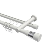 Rundrohr-Innenlauf-Gardinenstange Weiß, Aluminium / Metall 20 mm Ø Platon Tanara, 2-läufig Rundrohr-Innenlauf-Gardinenstange Weiß, Aluminium / Metall 20 mm Ø Platon Tanara, 2-läufig