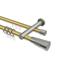 Rundrohr-Innenlaufstange Messing-Optik / Edelstahl-Optik 20 mm Ø Platon Tanara, zweiläufig Rundrohr-Innenlaufstange Messing-Optik / Edelstahl-Optik 20 mm Ø Platon Tanara, zweiläufig