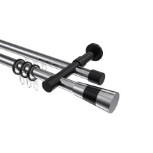Rundrohr-Innenlaufstangen Chrom / Schwarz, Aluminium / Metall 20 mm Ø Prestige Tanara, 2-läufig Rundrohr-Innenlaufstangen Chrom / Schwarz, Aluminium / Metall 20 mm Ø Prestige Tanara, 2-läufig