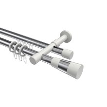 Rundrohr-Innenlaufstangen Chrom / Weiß, Aluminium / Metall 20 mm Ø Prestige Tanara, doppelläufig Rundrohr-Innenlaufstangen Chrom / Weiß, Aluminium / Metall 20 mm Ø Prestige Tanara, doppelläufig