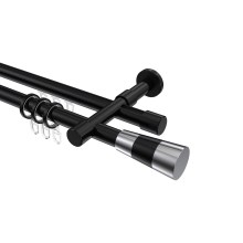 Rundrohr-Innenlaufstangen Schwarz, Aluminium / Metall 20 mm Ø Prestige Tanara, zweiläufig Rundrohr-Innenlaufstangen Schwarz, Aluminium / Metall 20 mm Ø Prestige Tanara, zweiläufig
