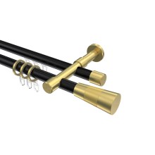 Gardinenstange mit Rundrohr-Innenlauf-Kombination Schwarz / Messing-Optik, 2-läufig Aluminium / Metall 20 mm Ø Prestige Tanara Gardinenstange mit Rundrohr-Innenlauf-Kombination Schwarz / Messing-Optik, 2-läufig Aluminium / Metall 20 mm Ø Prestige Tanara