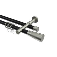 Rundrohr-Innenlauf-Gardinenstangen Schwarz / Edelstahl-Optik, Aluminium / Metall 20 mm Ø Prestige Tanara Rundrohr-Innenlauf-Gardinenstangen Schwarz / Edelstahl-Optik, Aluminium / Metall 20 mm Ø Prestige Tanara