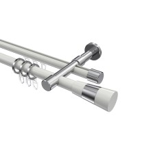 Rundrohr-Innenlaufstangen Weiß / Chrom, Aluminium / Metall 20 mm Ø Prestige Tanara, zweiläufig Rundrohr-Innenlaufstangen Weiß / Chrom, Aluminium / Metall 20 mm Ø Prestige Tanara, zweiläufig