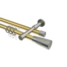 Rundrohr-Innenlaufstange Messing-Optik / Edelstahl-Optik 20 mm Ø Prestige Tanara, doppelläufig Rundrohr-Innenlaufstange Messing-Optik / Edelstahl-Optik 20 mm Ø Prestige Tanara, doppelläufig