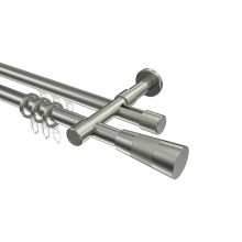 Rundrohr-Innenlauf Gardinenstangen Edelstahl-Optik 20 mm Ø Prestige Tanara, zweiläufig Rundrohr-Innenlauf Gardinenstangen Edelstahl-Optik 20 mm Ø Prestige Tanara, zweiläufig