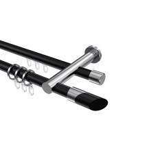 Rundrohr-Innenlaufstange Schwarz / Chrom, Aluminium / Metall 20 mm Ø Platon Verano, 2-läufig Rundrohr-Innenlaufstange Schwarz / Chrom, Aluminium / Metall 20 mm Ø Platon Verano, 2-läufig
