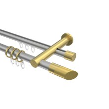 Rohr-Innenlaufstange Silbergrau / Messing-Optik, doppelläufig Aluminium / Metall 20 mm Ø Platon Verano Rohr-Innenlaufstange Silbergrau / Messing-Optik, doppelläufig Aluminium / Metall 20 mm Ø Platon Verano