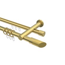 Gardinenstangen mit Rundrohr / Innenlauf Messing-Optik 20 mm Ø Platon Verano, 2-läufig Gardinenstangen mit Rundrohr / Innenlauf Messing-Optik 20 mm Ø Platon Verano, 2-läufig