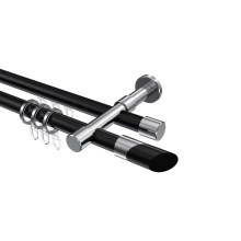 Rundrohr-Innenlaufstangen Schwarz / Chrom, Aluminium / Metall 20 mm Ø Prestige Verano, 2-läufig Rundrohr-Innenlaufstangen Schwarz / Chrom, Aluminium / Metall 20 mm Ø Prestige Verano, 2-läufig