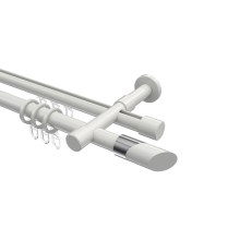 Rundrohr-Innenlauf-Vorhangstangen Weiß, Aluminium / Metall 20 mm Ø Prestige Verano, zweiläufig Rundrohr-Innenlauf-Vorhangstangen Weiß, Aluminium / Metall 20 mm Ø Prestige Verano, zweiläufig