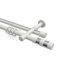 Rundrohr-Innenlauf-Gardinenstange Weiß, Aluminium / Metall 20 mm Ø Prestige Mavell, doppelläufig Rundrohr-Innenlauf-Gardinenstange Weiß, Aluminium / Metall 20 mm Ø Prestige Mavell, doppelläufig