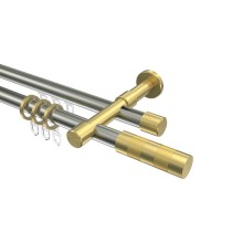 Gardinenstangen mit Rundrohr-Innenlauf Edelstahl-Optik / Messing-Optik 20 mm Ø Prestige Mavell, doppelläufig Gardinenstangen mit Rundrohr-Innenlauf Edelstahl-Optik / Messing-Optik 20 mm Ø Prestige Mavell, doppelläufig