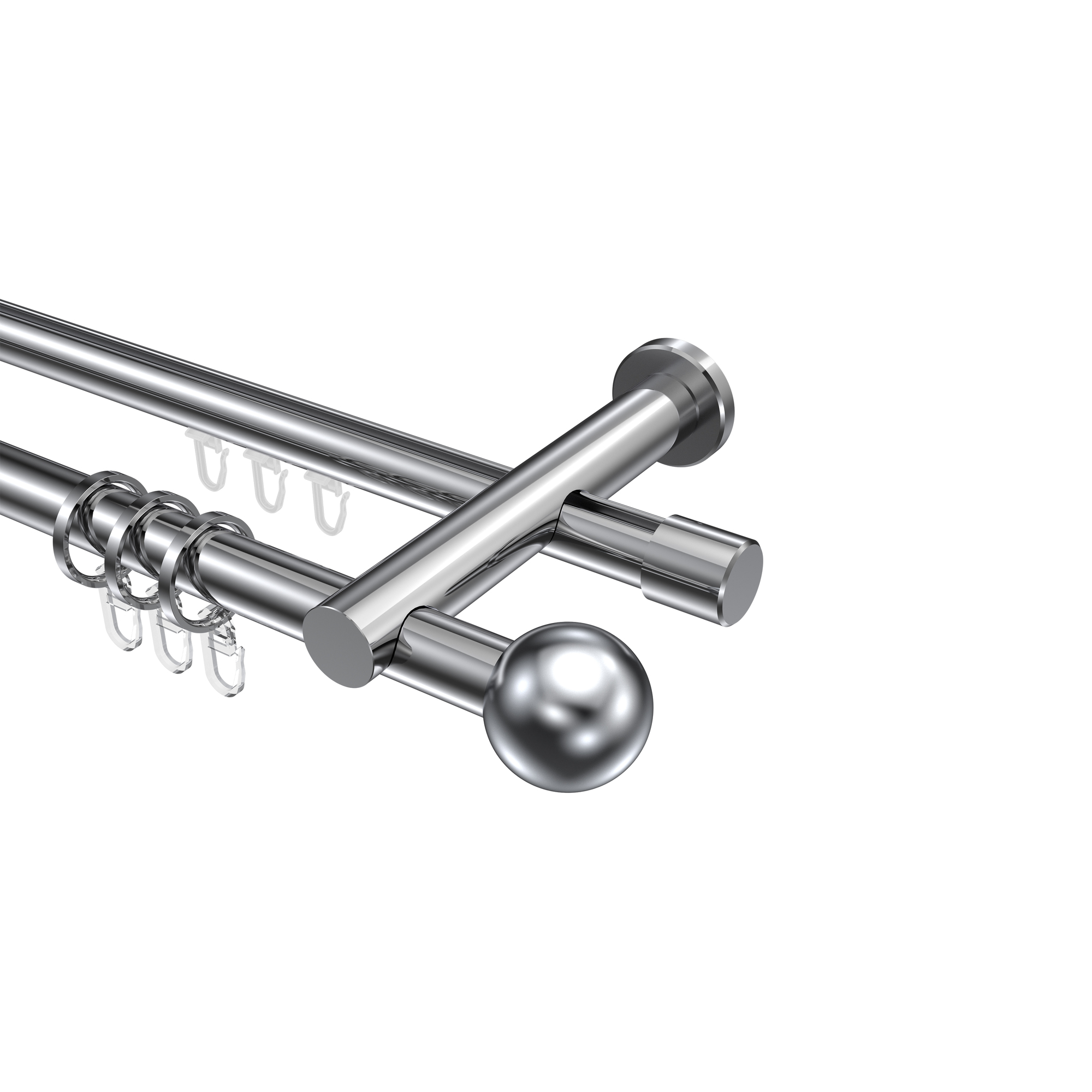 Rundrohr-Innenlaufstangen Chrom, Aluminium / Metall 20 mm Ø Platon Luino Rundrohr-Innenlaufstangen Chrom, Aluminium / Metall 20 mm Ø Platon Luino