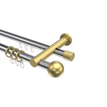 Rohr-Innenlaufstange Chrom / Messing-Optik, zweiläufig Aluminium / Metall 20 mm Ø Platon Luino Rohr-Innenlaufstange Chrom / Messing-Optik, zweiläufig Aluminium / Metall 20 mm Ø Platon Luino