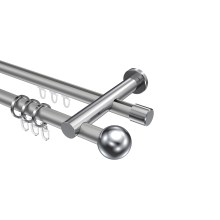 Rohr-Innenlauf-Vorhangstange Silbergrau / Chrom, doppelläufig Aluminium / Metall 20 mm Ø Platon Luino Rohr-Innenlauf-Vorhangstange Silbergrau / Chrom, doppelläufig Aluminium / Metall 20 mm Ø Platon Luino