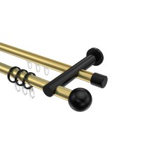 Rohr-Innenlauf-Gardinenstange Messing-Optik / Schwarz, 2-läufig Aluminium / Metall 20 mm Ø Platon Luino Rohr-Innenlauf-Gardinenstange Messing-Optik / Schwarz, 2-läufig Aluminium / Metall 20 mm Ø Platon Luino