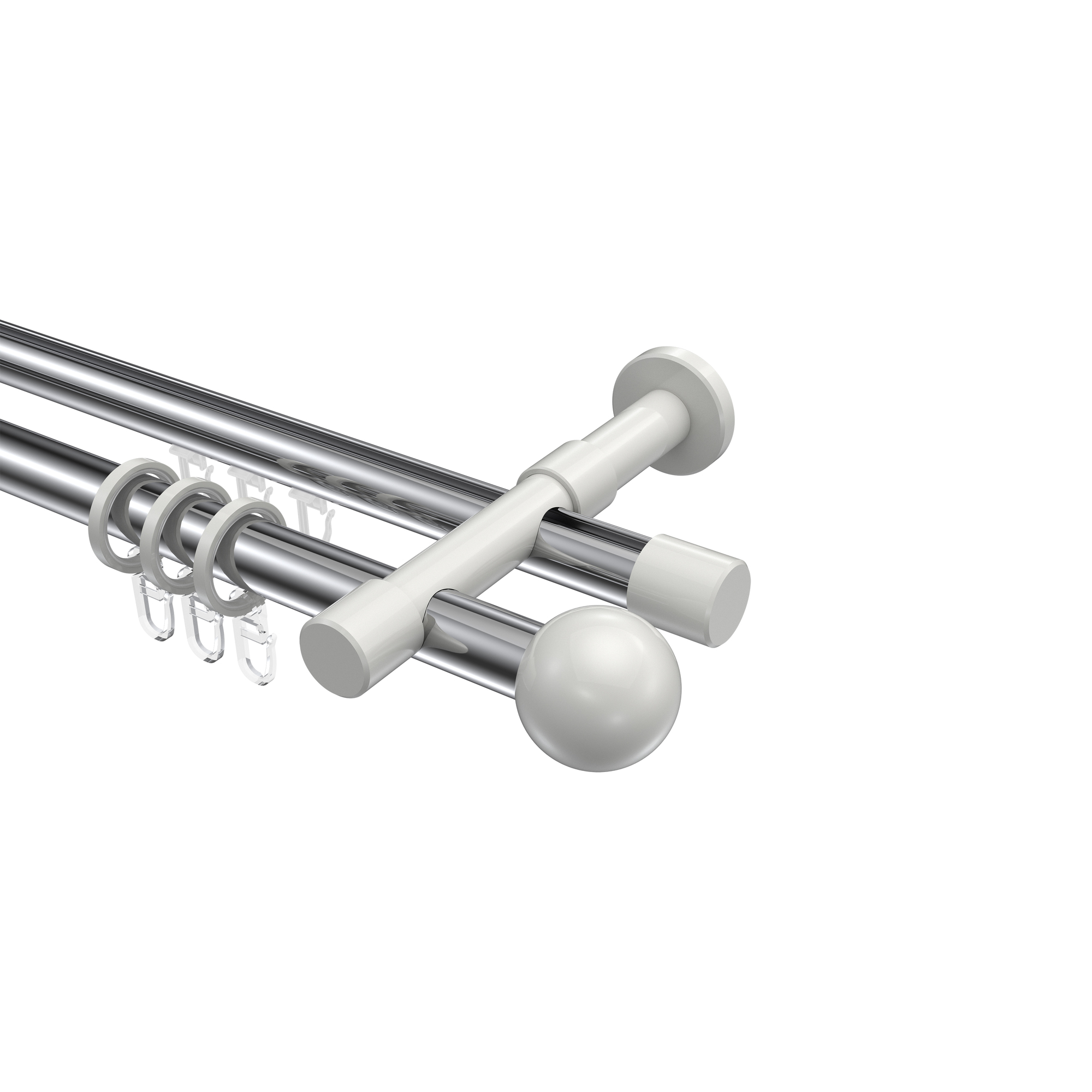 Rundrohr-Innenlaufstangen Chrom / Weiß, Aluminium / Metall 20 mm Ø Prestige Luino Rundrohr-Innenlaufstangen Chrom / Weiß, Aluminium / Metall 20 mm Ø Prestige Luino