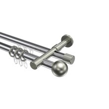 Gardinenstange mit Rundrohr-Innenlauf-Kombination Chrom / Edelstahl-Optik, zweiläufig Aluminium / Metall 20 mm Ø Prestige Luino Gardinenstange mit Rundrohr-Innenlauf-Kombination Chrom / Edelstahl-Optik, zweiläufig Aluminium / Metall 20 mm Ø Prestige Luino