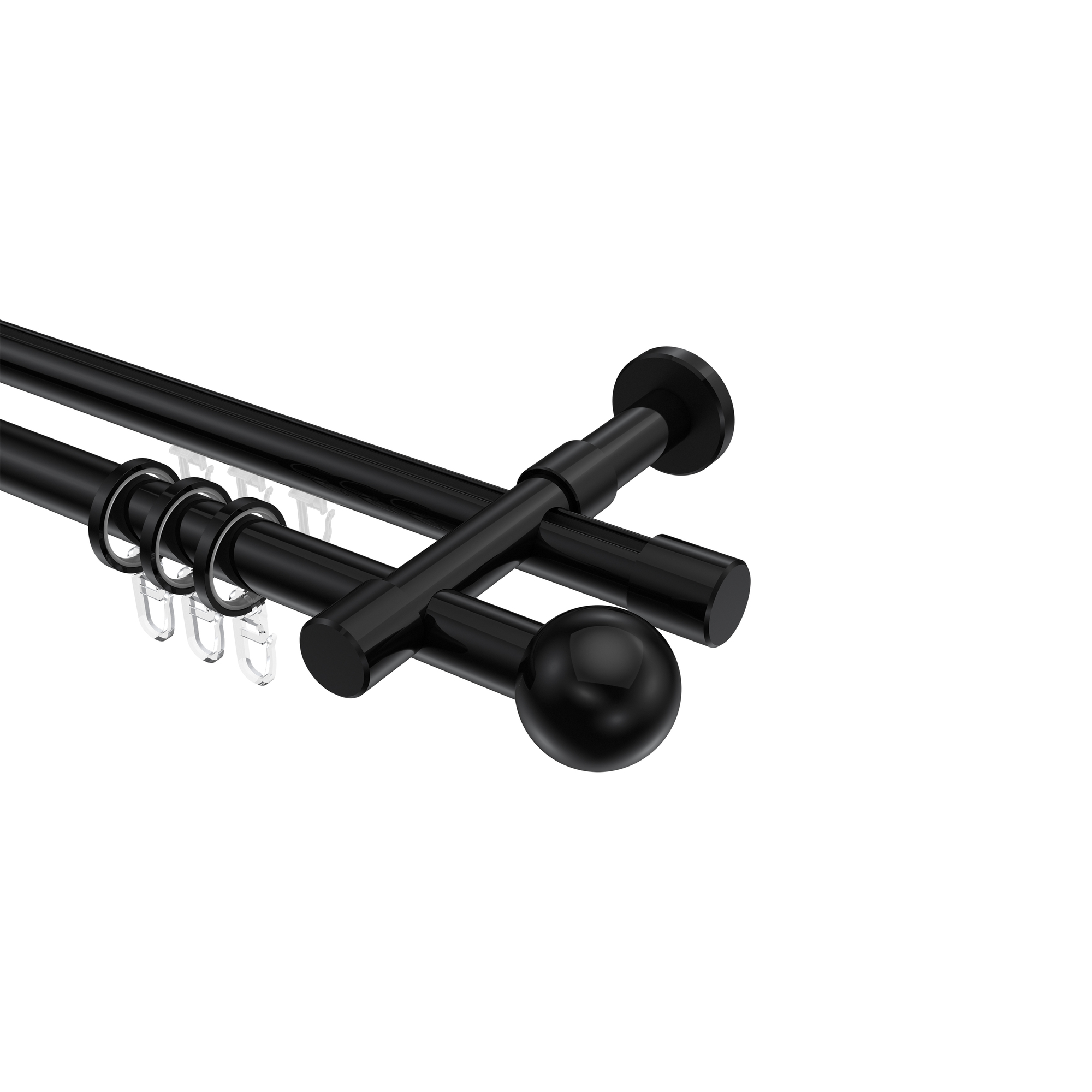 Rundrohr-Innenlauf-Vorhangstangen Schwarz, Aluminium / Metall 20 mm Ø Prestige Luino Rundrohr-Innenlauf-Vorhangstangen Schwarz, Aluminium / Metall 20 mm Ø Prestige Luino