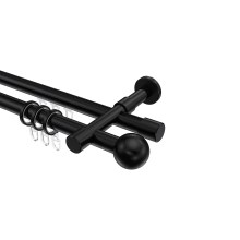 Rundrohr-Innenlauf-Vorhangstangen Schwarz, Aluminium / Metall 20 mm Ø Prestige Luino Rundrohr-Innenlauf-Vorhangstangen Schwarz, Aluminium / Metall 20 mm Ø Prestige Luino