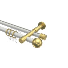 Rohr-Innenlauf-Vorhangstange Weiß / Messing-Optik, 2-läufig Aluminium / Metall 20 mm Ø Prestige Luino Rohr-Innenlauf-Vorhangstange Weiß / Messing-Optik, 2-läufig Aluminium / Metall 20 mm Ø Prestige Luino