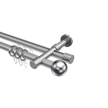 Rohr-Innenlaufstange Silbergrau / Chrom, zweiläufig Aluminium / Metall 20 mm Ø Prestige Luino Rohr-Innenlaufstange Silbergrau / Chrom, zweiläufig Aluminium / Metall 20 mm Ø Prestige Luino
