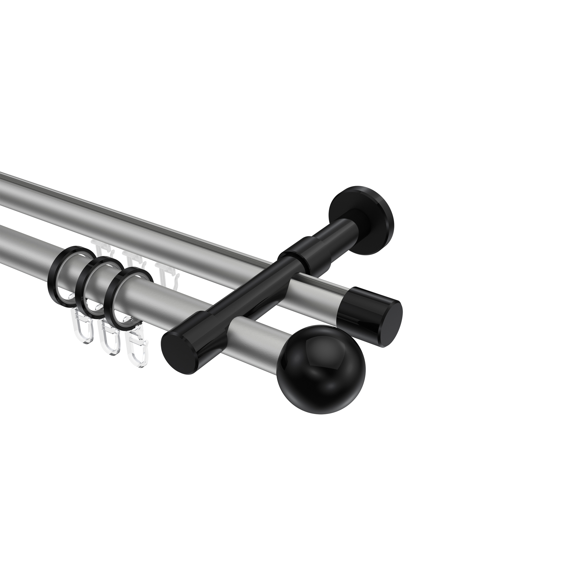 Rundrohr-Innenlaufstange Silbergrau / Schwarz, Aluminium / Metall 20 mm Ø Prestige Luino Rundrohr-Innenlaufstange Silbergrau / Schwarz, Aluminium / Metall 20 mm Ø Prestige Luino