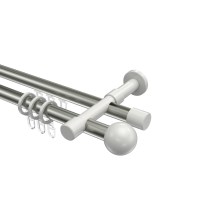 Rundrohr-Innenlauf-Gardinenstangen Edelstahl-Optik / Weiß, Aluminium / Metall 20 mm Ø Prestige Luino Rundrohr-Innenlauf-Gardinenstangen Edelstahl-Optik / Weiß, Aluminium / Metall 20 mm Ø Prestige Luino