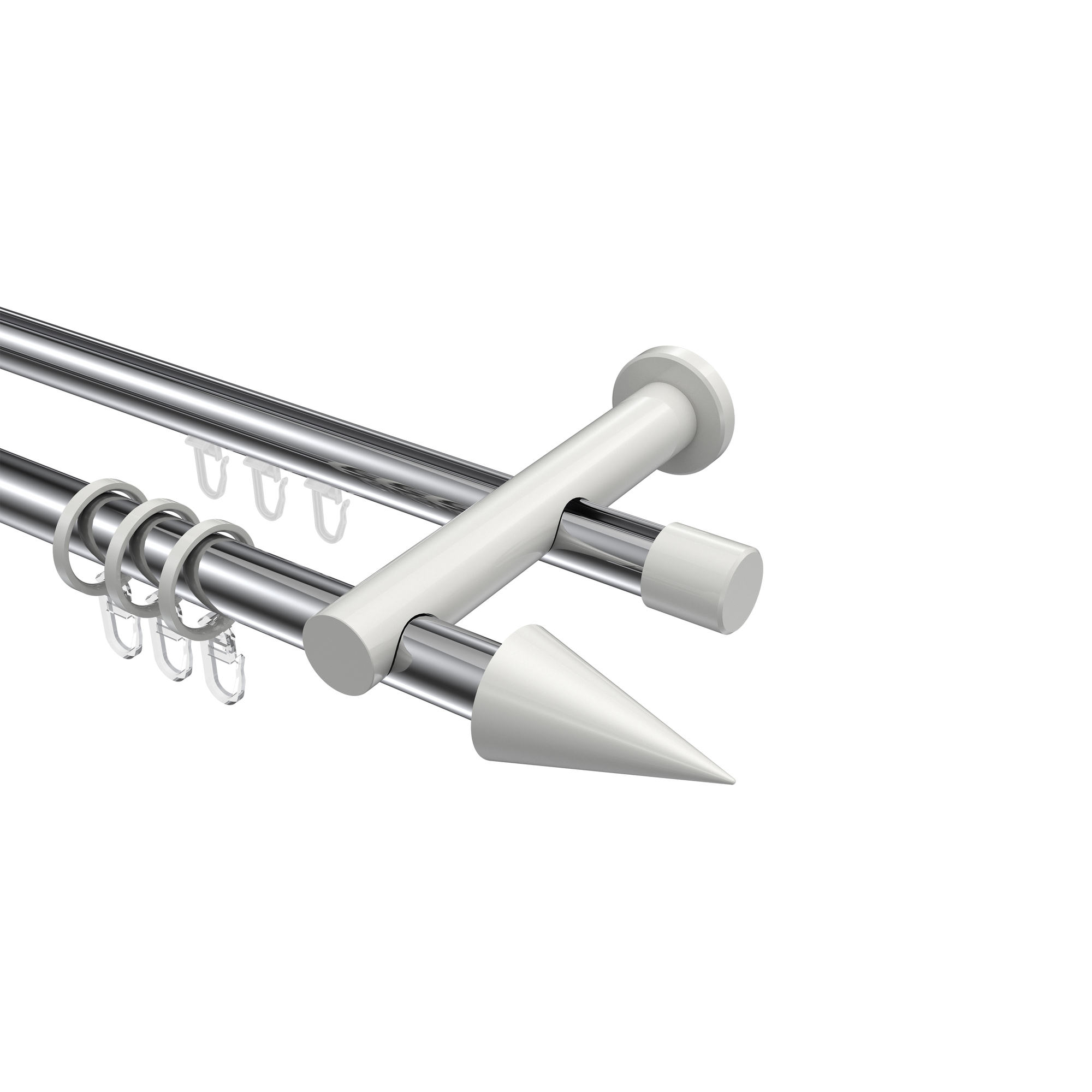 Rundrohr-Innenlauf-Vorhangstange Chrom / Weiß, Aluminium / Metall 20 mm Ø Platon Savio Rundrohr-Innenlauf-Vorhangstange Chrom / Weiß, Aluminium / Metall 20 mm Ø Platon Savio