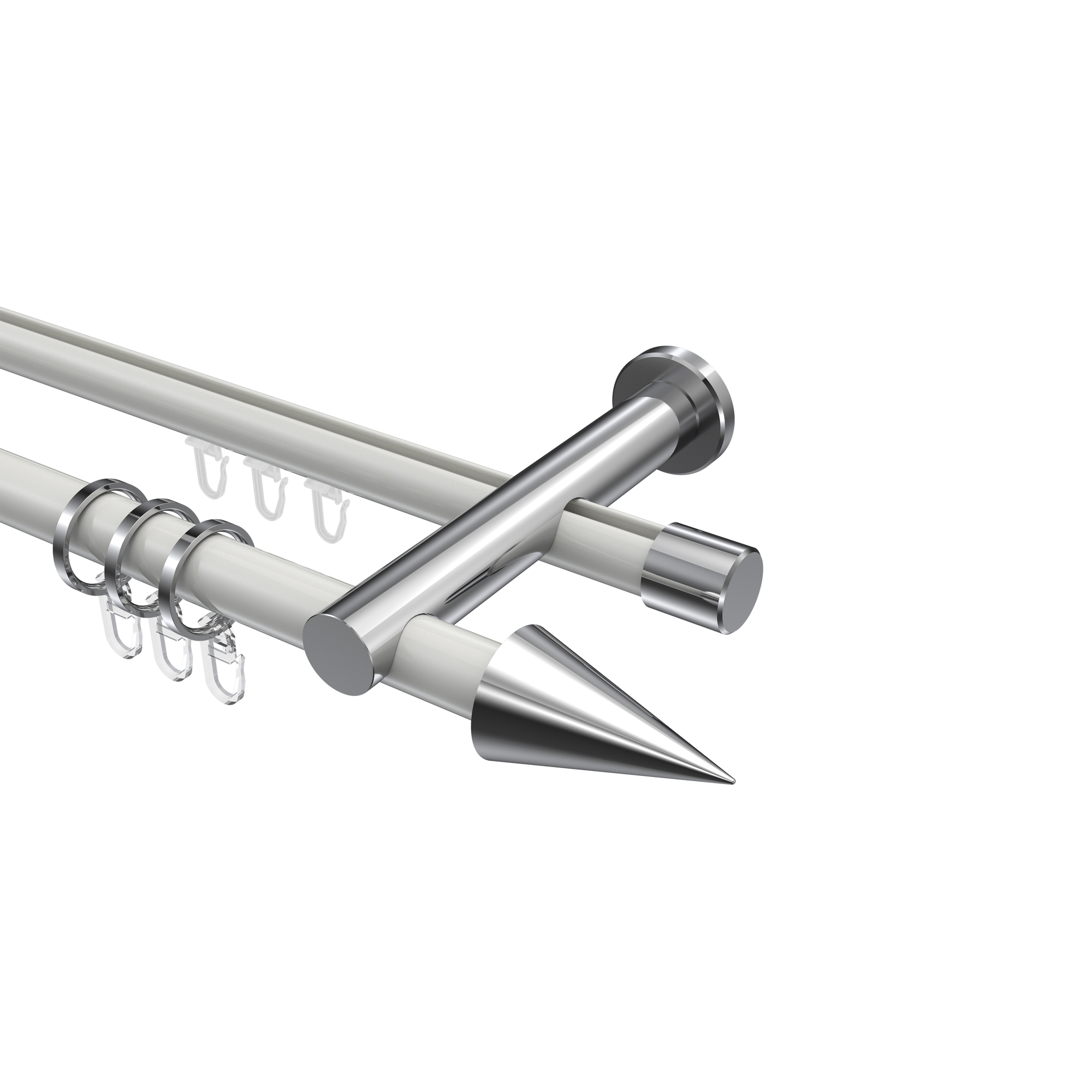 Rundrohr-Innenlaufstange Weiß / Chrom, Aluminium / Metall 20 mm Ø Platon Savio Rundrohr-Innenlaufstange Weiß / Chrom, Aluminium / Metall 20 mm Ø Platon Savio