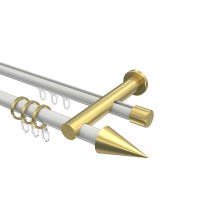 Rohr-Innenlaufstange Weiß / Messing-Optik, doppelläufig Aluminium / Metall 20 mm Ø Platon Savio Rohr-Innenlaufstange Weiß / Messing-Optik, doppelläufig Aluminium / Metall 20 mm Ø Platon Savio