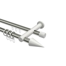 Rundrohr-Innenlauf-Vorhangstange Edelstahl-Optik / Weiß, Aluminium / Metall 20 mm Ø Platon Savio Rundrohr-Innenlauf-Vorhangstange Edelstahl-Optik / Weiß, Aluminium / Metall 20 mm Ø Platon Savio