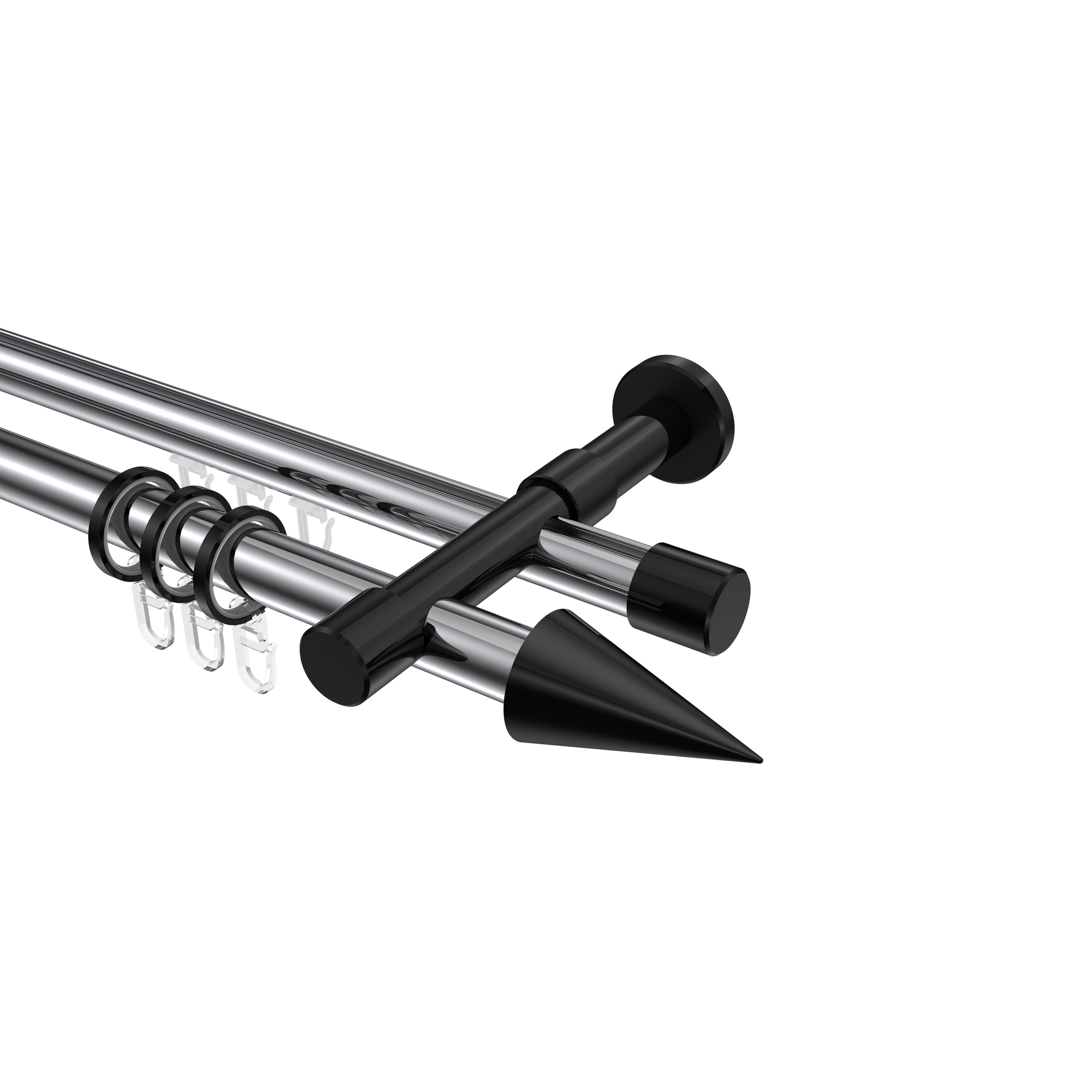 Rundrohr-Innenlaufstange Chrom / Schwarz, Aluminium / Metall 20 mm Ø Prestige Savio Rundrohr-Innenlaufstange Chrom / Schwarz, Aluminium / Metall 20 mm Ø Prestige Savio