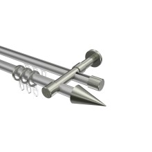 Rohr-Innenlauf-Vorhangstange Silbergrau / Edelstahl-Optik, zweiläufig Aluminium / Metall 20 mm Ø Prestige Savio Rohr-Innenlauf-Vorhangstange Silbergrau / Edelstahl-Optik, zweiläufig Aluminium / Metall 20 mm Ø Prestige Savio
