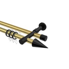 Vorhangstange mit Rohr / Innenlauf Messing-Optik / Schwarz, 2-läufig Aluminium / Metall 20 mm Ø Prestige Savio Vorhangstange mit Rohr / Innenlauf Messing-Optik / Schwarz, 2-läufig Aluminium / Metall 20 mm Ø Prestige Savio