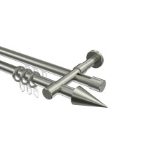 Rundrohr-Innenlauf Gardinenstange Edelstahl-Optik 20 mm Ø Prestige Savio, zweiläufig Rundrohr-Innenlauf Gardinenstange Edelstahl-Optik 20 mm Ø Prestige Savio, zweiläufig
