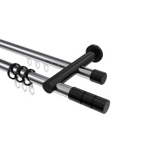 Rundrohr-Innenlauf-Gardinenstangen Chrom / Schwarz, Aluminium / Metall 20 mm Ø Platon Elanto Rundrohr-Innenlauf-Gardinenstangen Chrom / Schwarz, Aluminium / Metall 20 mm Ø Platon Elanto
