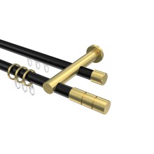 Vorhangstange mit Rohr / Innenlauf Schwarz / Messing-Optik, doppelläufig Aluminium / Metall 20 mm Ø Platon Elanto Vorhangstange mit Rohr / Innenlauf Schwarz / Messing-Optik, doppelläufig Aluminium / Metall 20 mm Ø Platon Elanto
