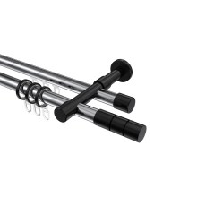 Rundrohr-Innenlauf-Gardinenstange Chrom / Schwarz, Aluminium / Metall 20 mm Ø Prestige Elanto Rundrohr-Innenlauf-Gardinenstange Chrom / Schwarz, Aluminium / Metall 20 mm Ø Prestige Elanto