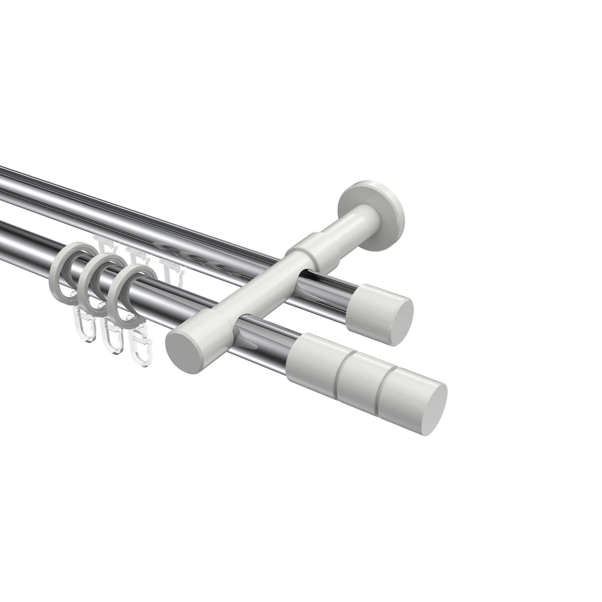 Rundrohr-Innenlauf-Vorhangstangen Chrom / Weiß, Aluminium / Metall 20 mm Ø Prestige Elanto Rundrohr-Innenlauf-Vorhangstangen Chrom / Weiß, Aluminium / Metall 20 mm Ø Prestige Elanto