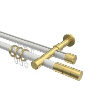 Rohr-Innenlauf-Gardinenstange Weiß / Messing-Optik, doppelläufig Aluminium / Metall 20 mm Ø Prestige Elanto Rohr-Innenlauf-Gardinenstange Weiß / Messing-Optik, doppelläufig Aluminium / Metall 20 mm Ø Prestige Elanto