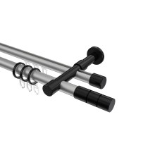 Rundrohr-Innenlauf-Vorhangstange Silbergrau / Schwarz, Aluminium / Metall 20 mm Ø Prestige Elanto Rundrohr-Innenlauf-Vorhangstange Silbergrau / Schwarz, Aluminium / Metall 20 mm Ø Prestige Elanto