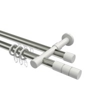 Rundrohr-Innenlauf-Gardinenstangen Edelstahl-Optik / Weiß, Aluminium / Metall 20 mm Ø Prestige Elanto Rundrohr-Innenlauf-Gardinenstangen Edelstahl-Optik / Weiß, Aluminium / Metall 20 mm Ø Prestige Elanto