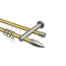 Rundrohr-Innenlaufstange Messing-Optik / Edelstahl-Optik 20 mm Ø Platon Samanto, 2-läufig Rundrohr-Innenlaufstange Messing-Optik / Edelstahl-Optik 20 mm Ø Platon Samanto, 2-läufig